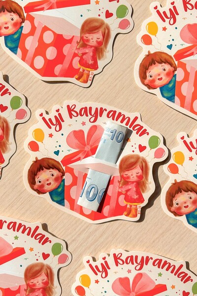 MSticker Bayram Tebrik Kartı 12 Adet Ramazan Bayramı Hediye Kartı Tebrik Kart...