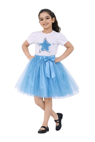 SEVİL GÖSTERİ & OKUL KIYAFETLERİ 23 April Show Outfit Girls' Skirted T-Shirt Set