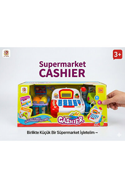 CAN Eğitici Işıklı ve Sesli Süpermarket Yazar Kasa Seti - Barkod Okuyuculu, S...