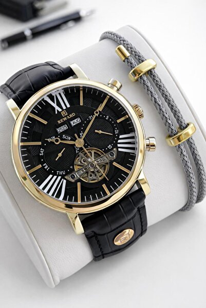 Reward Italian Bracelet Gifted D Leather Cord Automatic Mechanism 5 Atm Men's...