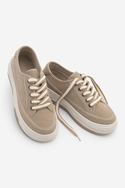 Marjin حذاء رياضي نسائي حذاء رياضي من القماش ذو نعل عالٍ وأربطة من Kotnel Cam...