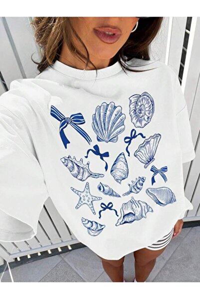 Flaubert Women's Printed Saudi Short-Sleeved T-Shirt Oversized T-Shirts Cotto...