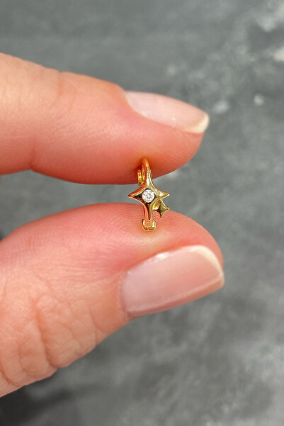 La femme by begum Tektaş Detay İki Yıldız Gold Gümüş Halka Piercing,helix,tra...