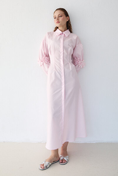 Melike Tatar Floral Detailed Poplin Dress 32-2377-1