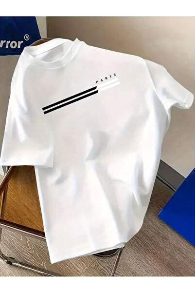 LELVANİ تيشيرت رجالي كاجوال مطبوع عليه نص باريس