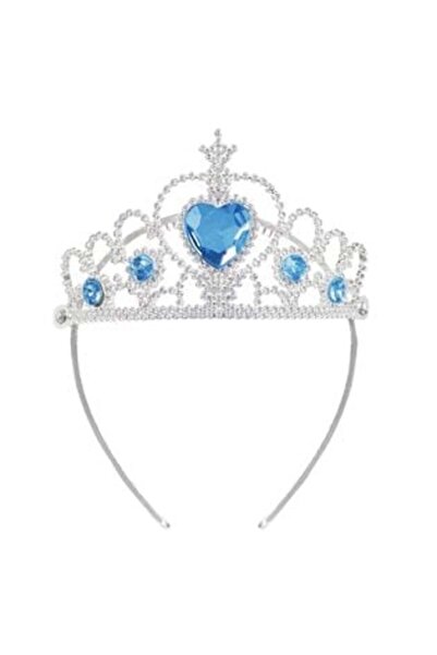 OEM Silver Hair Tiara with Blue Stones Heart for Kids