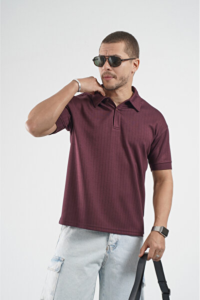 Butik Trend Biz Regular Line Patterned Polo Collar Men's T-Shirt