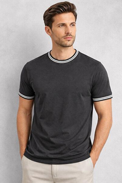 Manche Muška majica 21-10382 okrugla kragna crna