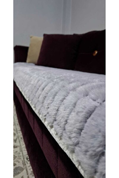 DAHABELLA LUXE HOME غطاء أريكة فاخر وبري من فرو الأرانب غطاء أريكة - حذاء بنع...