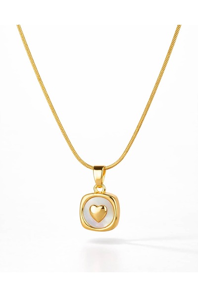 Portakal Esintisi Kyra Minimal Square Heart Steel Necklace