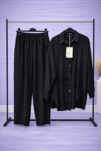 Ceremony Siyah Oversize Gömlek Pantolon İkili Takım