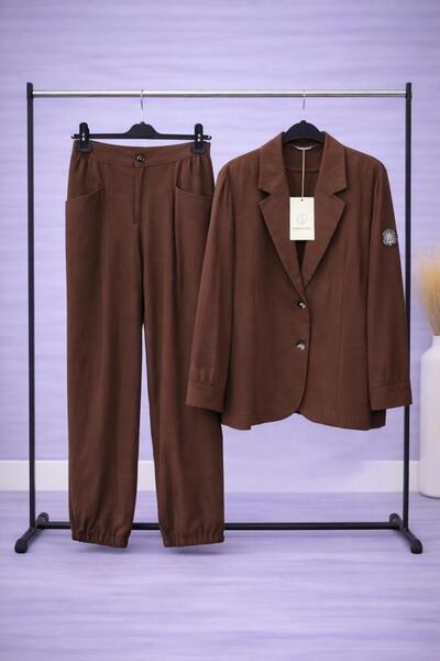 Ceremony Kahverengi Blazer Ceket Pantolon İkili Takım
