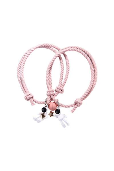 EFAYN.RO Couple bracelet set with magnet, pink string type, cosmonaut pendant...