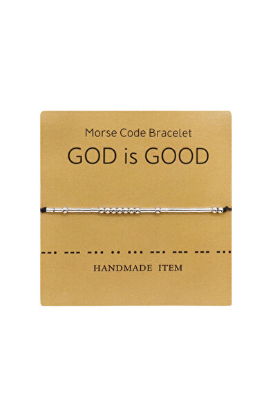 EFAYN.RO Morse code bracelet “God is Good”, silver, black, EFAYN, unisex