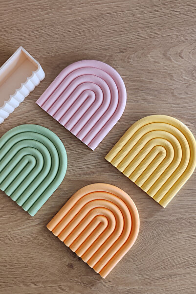 Alwen SEREN | BARDAK ALTLIĞI | Modern Bardak Altlığı | 4'lü Standlı Set | Set-2