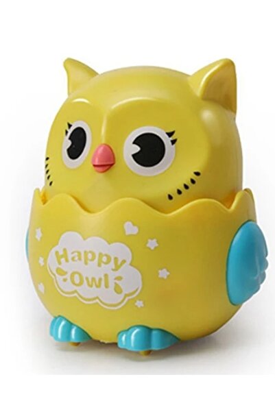 Avaleea Jucarie bufnita in ou, Apasa si merge, 8 cm, Galben/Verde