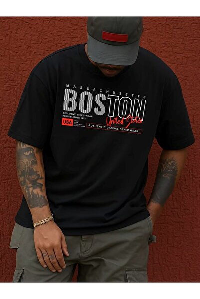 LELVANİ Mens New York & Boston City Printed Tshirt
