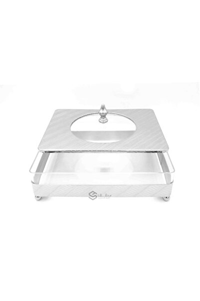 SQF Rectangular silver dessert plates, 1.10 liters