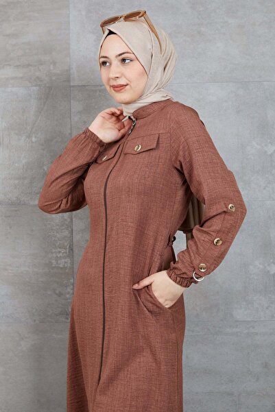 zenne Zippered Tunic Brown