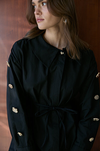 Melike Tatar Cămașă poplin cu detaliu nasturi 32-2723