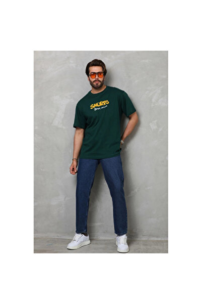 Narnuga تي شيرت بيسك كولور كولار قصة فضفاضة - أخضر -