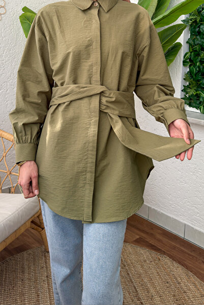 zenne Tunic with belt detail - khaki