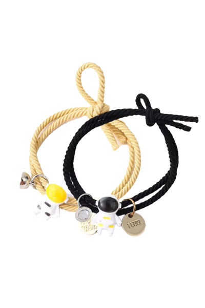 EFAYN.RO Set of bracelets with magnet, string type, astronaut model, gold acc...