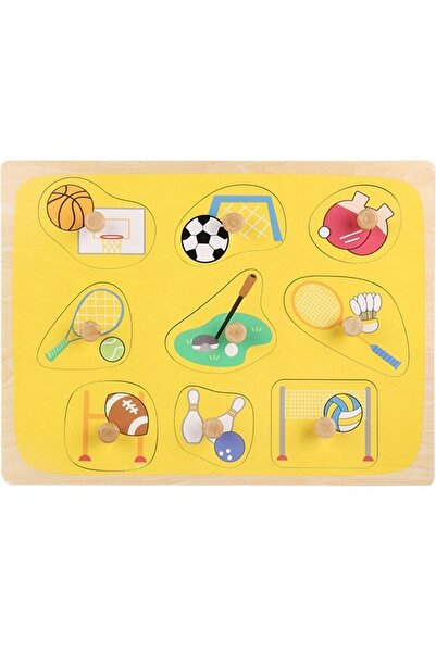 Avaleea Puzzle Montessori din Lemn pentru Copii, 0-3 Ani, 3D, Model Sporturi,...