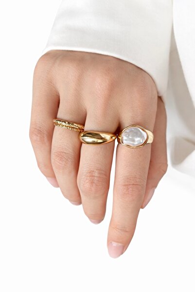 Ressia White Natural Stone Quadruple Ring Set