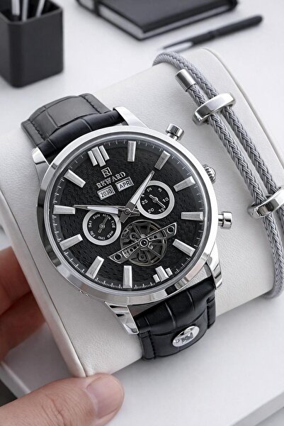 Reward Italian Bracelet Gifted D Leather Cord Automatic Mechanism 5 Atm Men W...
