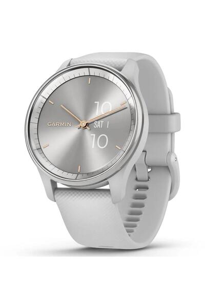 Garmin Vivomove Trend Smartwatch, Silicone Band, Silver Stainless Steel Bezel...