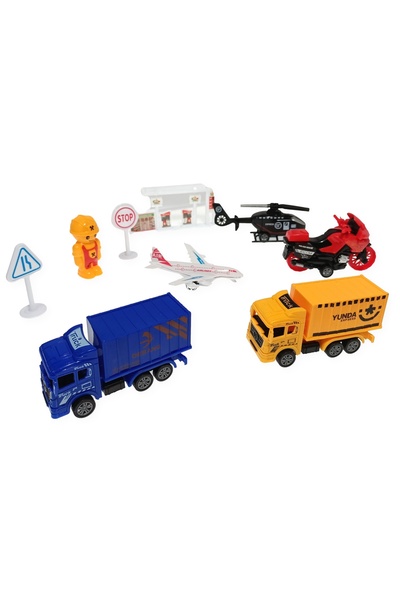 Avaleea Set de joaca Vehicule de transport cu indicatoare, 9 piese