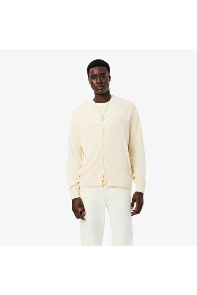 Lacoste Rib Knit Cotton Blend Cardigan - AH1039-00-056