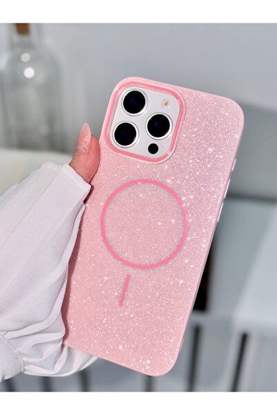 Go Aksesuar Iphone 16 Promax Glitter Magsafe Özellikli Işıltılı Şeffaf Kılıf