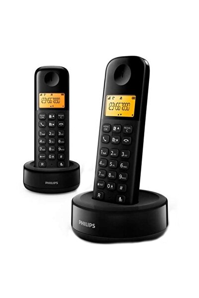 Philips Set of 2 Wireless Landline Telephones D1602B, Black