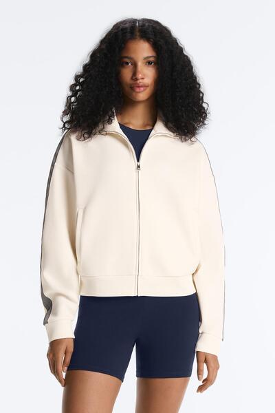 Oysho Pamuklu pike kumaşlı şeritli ceket