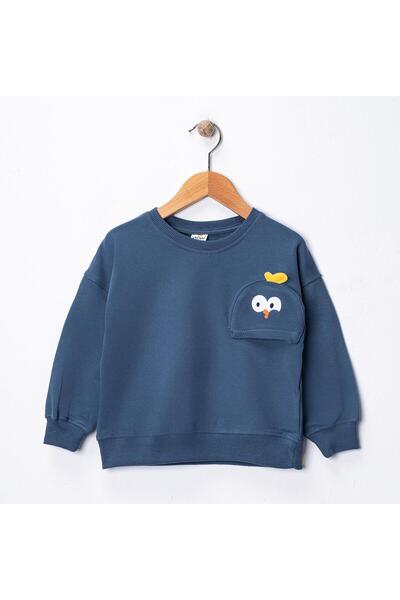 Wow colors civciv nakışlı ters cepli çocuk sweat