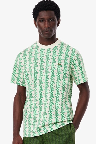 Lacoste Classic Fit Monogram T-shirt Erkek Bisiklet Yaka Tişört Yeşil