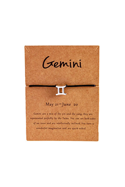 EFAYN.RO Gemini zodiac sign bracelet, silver, handmade, black, unisex, EFAYN