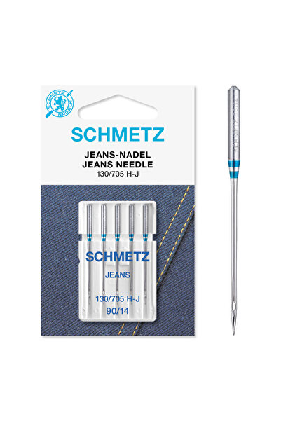 SCHMETZ Set 5 ace de cusut, Jeans, finete 90, 130/705 H-J VDS (Albastru)