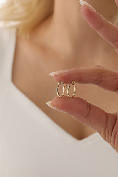 YAVUZ KUYUMCULUK 14 Ayar Altın Minimal Bombe Halka Küpe