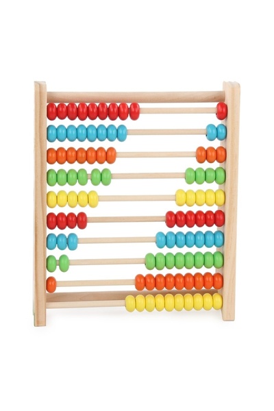 Avaleea Blocuri de numărat din lemn, vopsea ecologică, 10 șnururi x 10 mărgel...