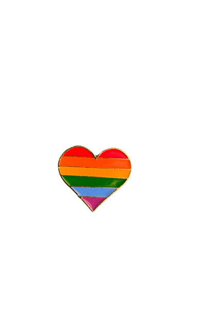 DREAMIOGIFTANDBOX Gökkuşağı Kalp Pride Figürlü Metal Pin Rozet