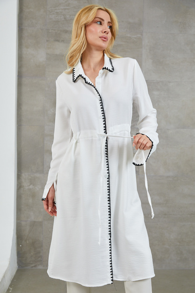 zenne Shepherd stitched tunic ecru