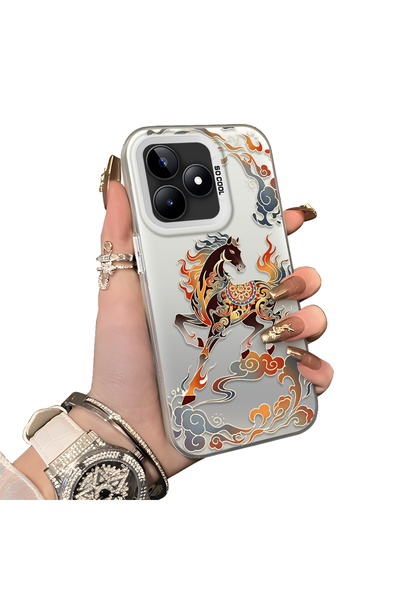 ucuc Realme Note 50 Compatible Hard Acrylic Back Silicone Edge Lens Protectio...