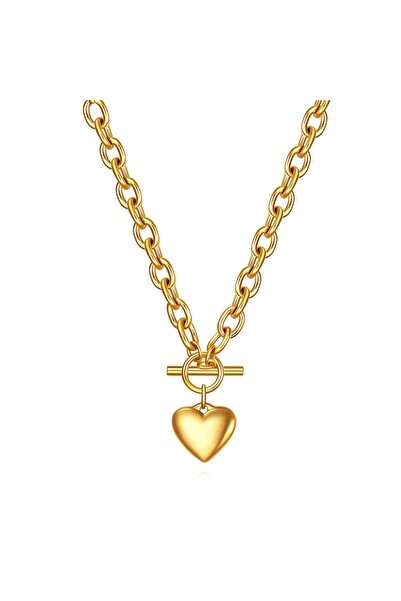 Inovius Heart of Strength Necklace, 18K Gold Plated Steel - 87417-0
