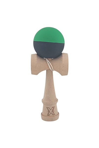 Avaleea Kendama X Originala, Profesionala, 18 cm, din Lemn, Verde/Negru