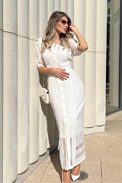 Pulli Collection Δαντέλα Λεπτομερές Σχεδιαστικό Φόρεμα Με φόδρα