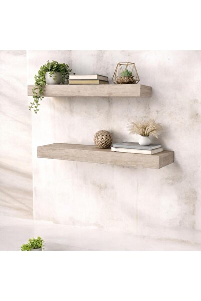 AhMir GİZLİ BÖLMELİ DUVAR RAFI 2 ADET MEŞE RENK