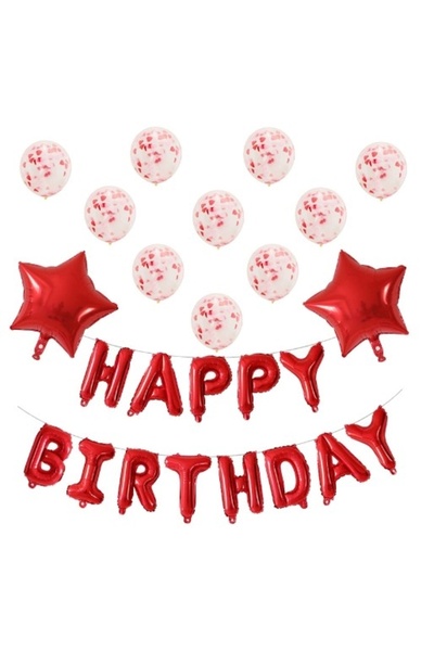 Avaleea Set of 12 Balloons and 1 Happy Birthday Set, 30 -45 cm, With sequins,...